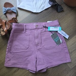 Studio High-Waist Mauve Cotton Shorts